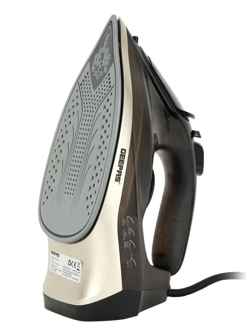 Ceramic Steam Iron | Dry and Spray Functions, Press Box with Self-Cleaning Function | Compact and Handy Design with Powerful Shots | Suitable for All Kinds of Fabric | 2 Years Warranty 200 ml 2200 W GSI24016 Black