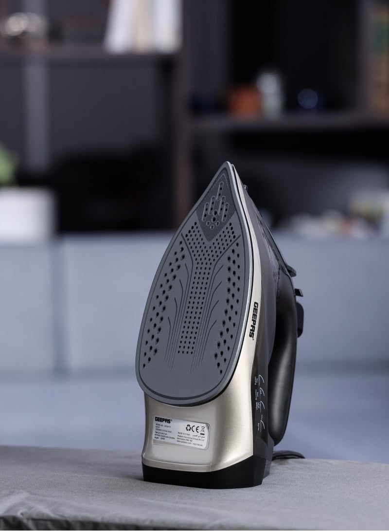 Ceramic Steam Iron | Dry and Spray Functions, Press Box with Self-Cleaning Function | Compact and Handy Design with Powerful Shots | Suitable for All Kinds of Fabric | 2 Years Warranty 200 ml 2200 W GSI24016 Black