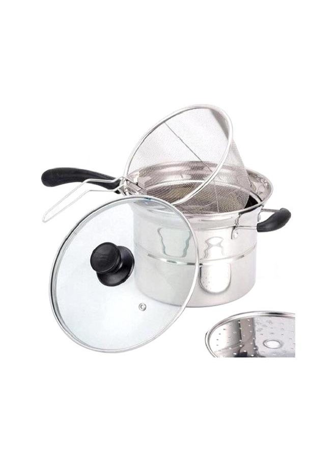 6/7Inch Medium Deep Fry Basket with Handle, Round Stainless Steel Wire Strainer Frying Basket, Food Presentation Tableware Fries Holder for Chips, Fries, Shrimps, Wedges, A：6 Inch