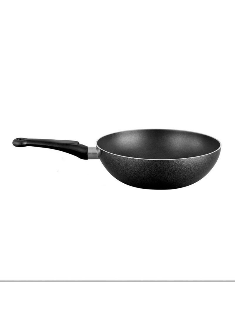 SONEX Royal Wok – 30 cm, 5L Aluminium Wok with Metal Finish, Dual Handles & Natural Wooden Grip, Hanging Loop – Durable & Ergonomic, Even Heat Distribution, Ideal for Stir-Frying & Deep-Frying
