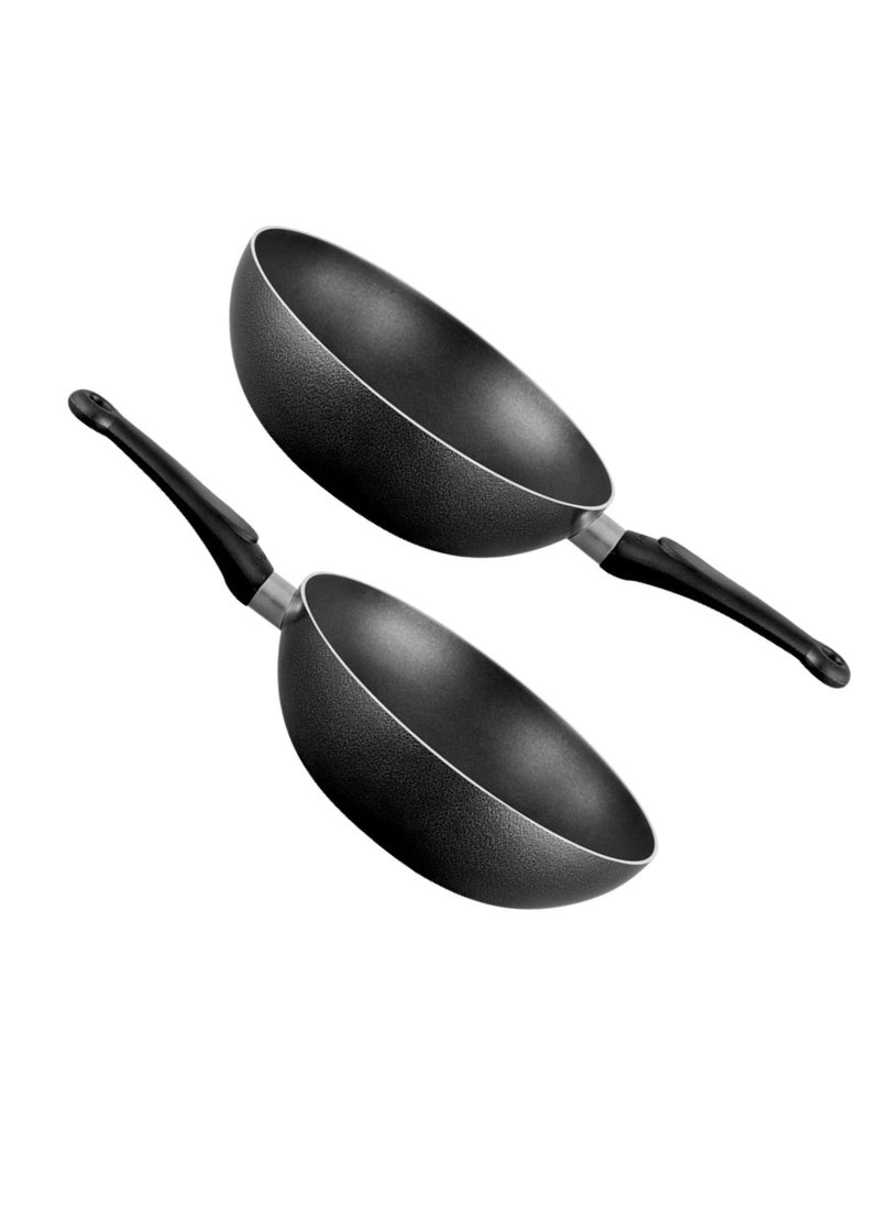 SONEX Royal Wok – 30 cm, 5L Aluminium Wok with Metal Finish, Dual Handles & Natural Wooden Grip, Hanging Loop – Durable & Ergonomic, Even Heat Distribution, Ideal for Stir-Frying & Deep-Frying