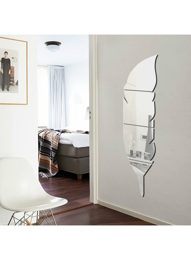 Feather Mirror Wall Sticker Silver 120x30cm