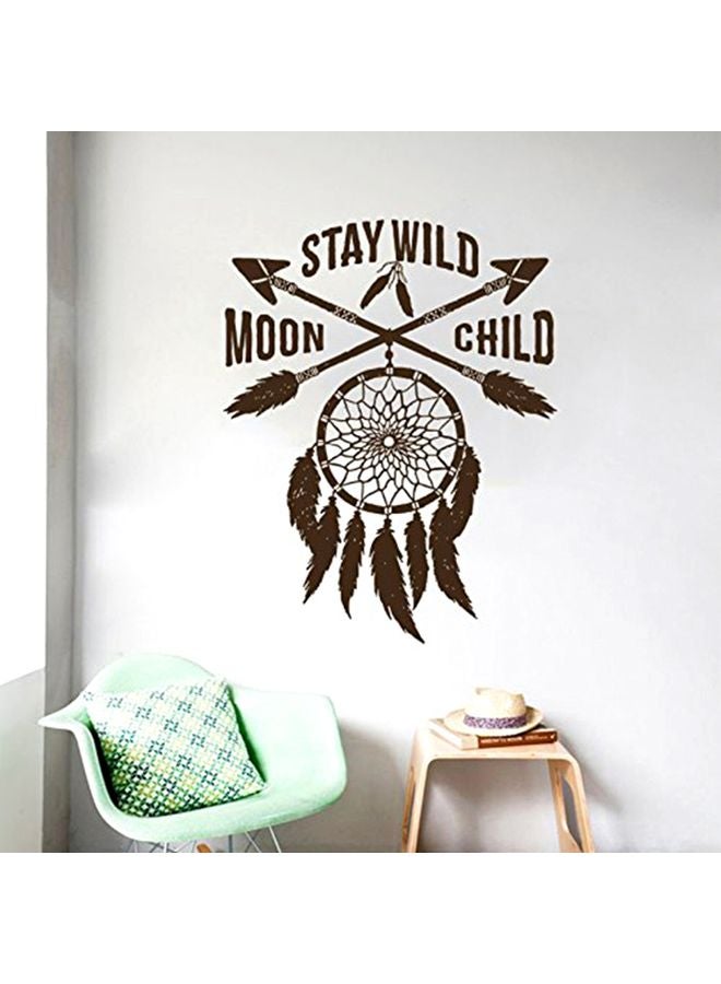 Stay Wild Moon Child Themed Wall Sticker Brown 116x52cm