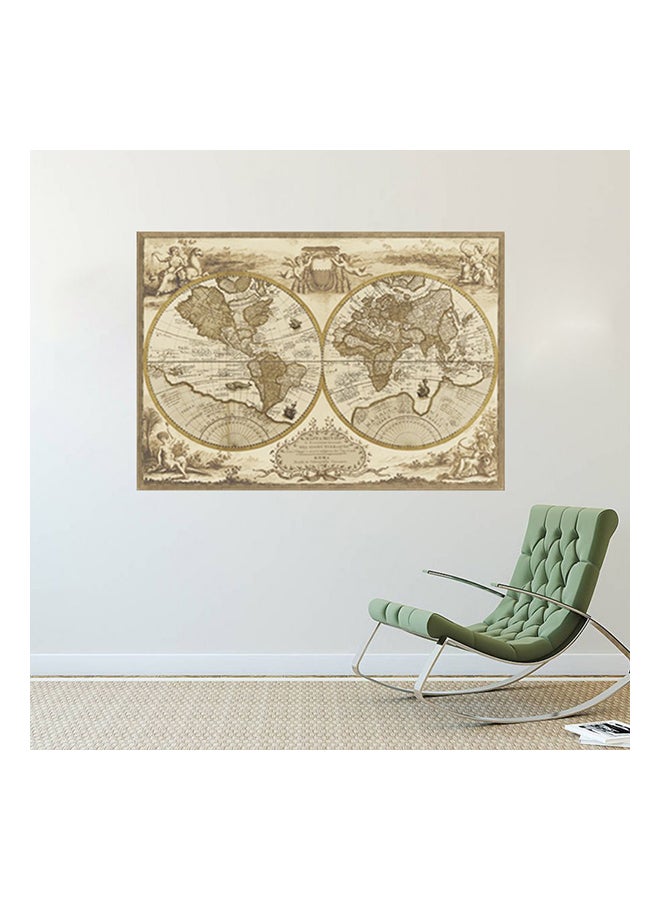 Retro Style In Europe And America World Map Wall Sticker Brown 75x55cm