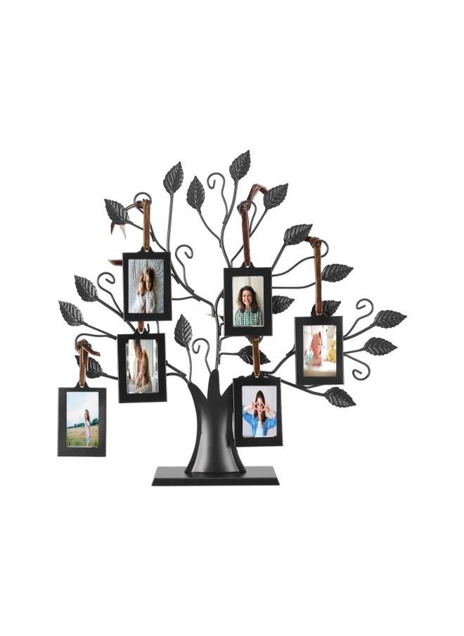 Family Tree with 6 Hanging Photo Frames， Fashionable Family Photos Frame Display Tree with Hanging Pictures Frames Home Decor， 2.52×1.81in