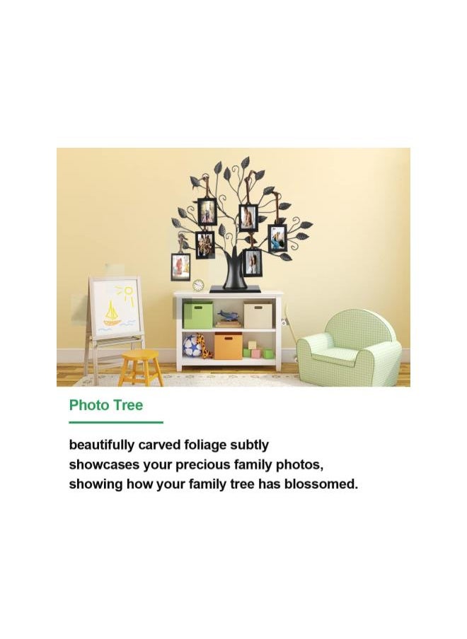 Family Tree with 6 Hanging Photo Frames， Fashionable Family Photos Frame Display Tree with Hanging Pictures Frames Home Decor， 2.52×1.81in