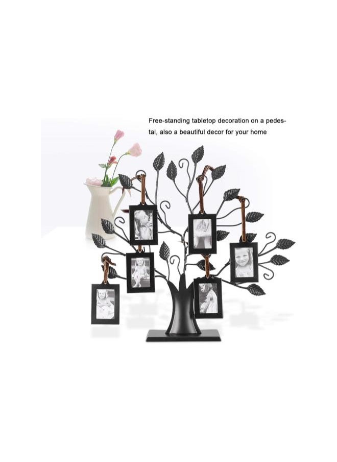 Family Tree with 6 Hanging Photo Frames， Fashionable Family Photos Frame Display Tree with Hanging Pictures Frames Home Decor， 2.52×1.81in