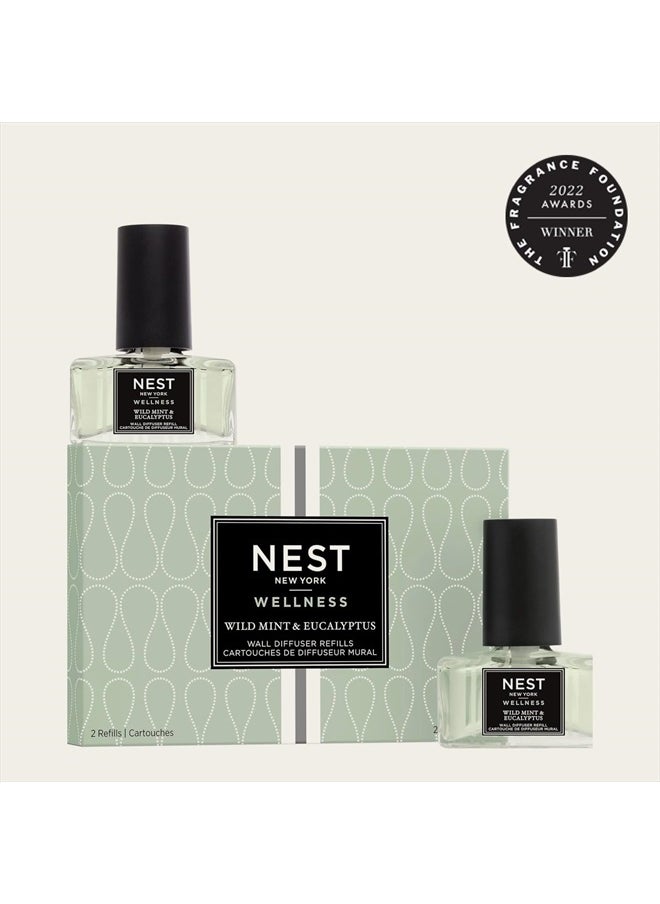 NEST Fragrances Wild Mint & Eucalyptus Wall Diffuser Refill, Set of 2