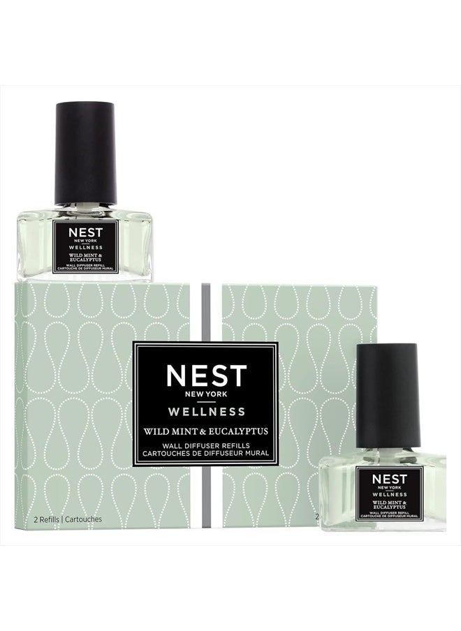 NEST Fragrances Wild Mint & Eucalyptus Wall Diffuser Refill, Set of 2