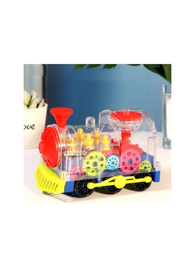 Electric Gear Train Toys,Transparent Electric Gear Locomotive Toy with Music and Rotating Light Electric Gear Locomotive Toy Educational Toy for Boys and Girls Kids