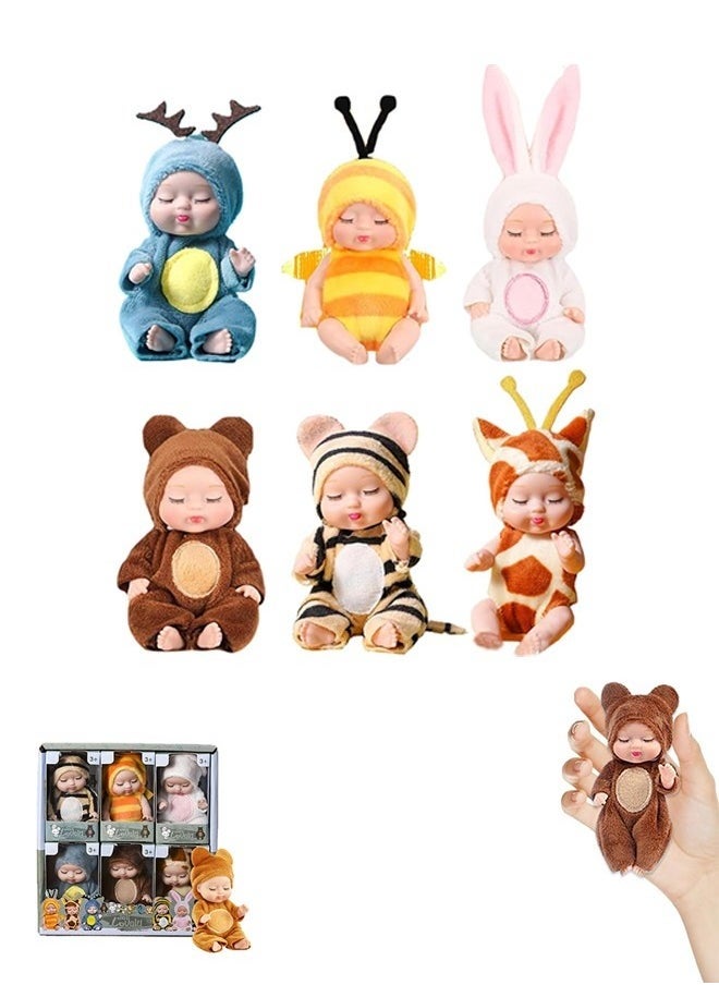 6Pcs Reborn Baby Dolls, Mini Baby Soft Skin Realistic Newborn Baby Dolls, Sleeping Dolls with Clothes, Pretend toys for Girls