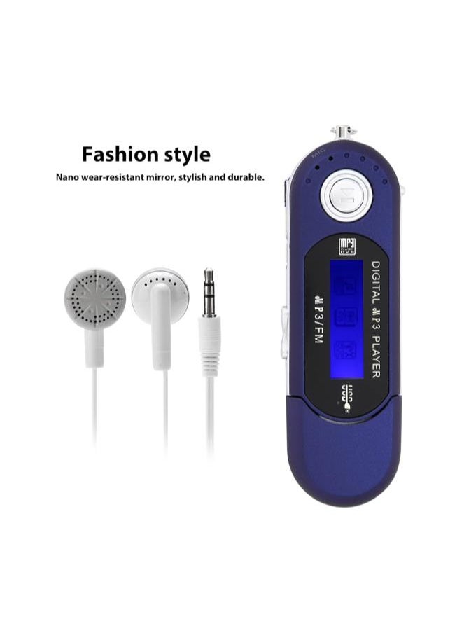 Digital Music Player, Portable MP3 USB Player with LCD Screen for Home(Blue)