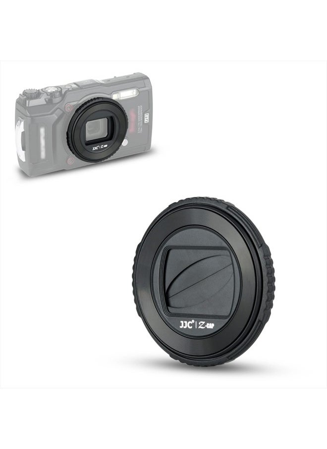 LB-T01 Lens Cap Cover Protector for Olympus TG-7 TG7 TG-6 TG6 TG-5 TG5 TG-4 TG4 TG-3 TG3 TG-2 TG2 TG-1 TG1 Tough Waterproof Camera, Rotate to Open or Close Leaves, Made of ABS Materials - Black