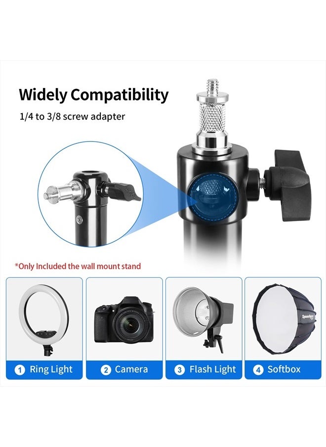 Wall Mount Boom Arm with Triangle Base, Max Length 51inches/130cm Adjustable Camera Mount Up to 4.26ft for Photography Studio Video Strobe Flash, Ring Light, Softbox, Umbrella Reflector etc.