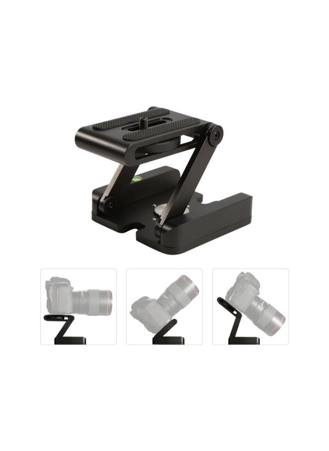 Universal Quick Release Plate, Aluminum Folding Z Flex Tilt Head Camera Bracket Tripod Ball Head with Spirit Level Slide Rail Tripod Stabilizer