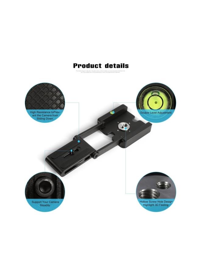 Universal Quick Release Plate, Aluminum Folding Z Flex Tilt Head Camera Bracket Tripod Ball Head with Spirit Level Slide Rail Tripod Stabilizer