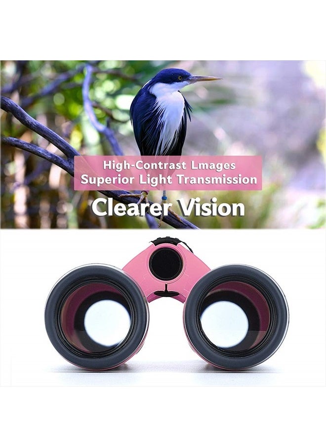 Vanstarry Compact Binoculars for Kids Bird Watching Hiking Camping Fishing Accessories Gear Essentials Best Toy Gifts for Boys Girls Children Toddler Waterproof 5X30 Optical Lens Including Compass