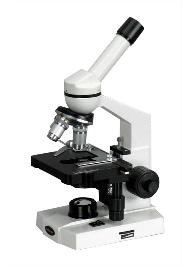 M220 Monocular Compound Microscope, WF10x Eyepiece, 40x-400x Magnification, Tungsten Illumination, Brightfield, 1.25 NA Abbe Condenser, Coaxial Coarse and Fine Focus, Mechanical Stage, 110V