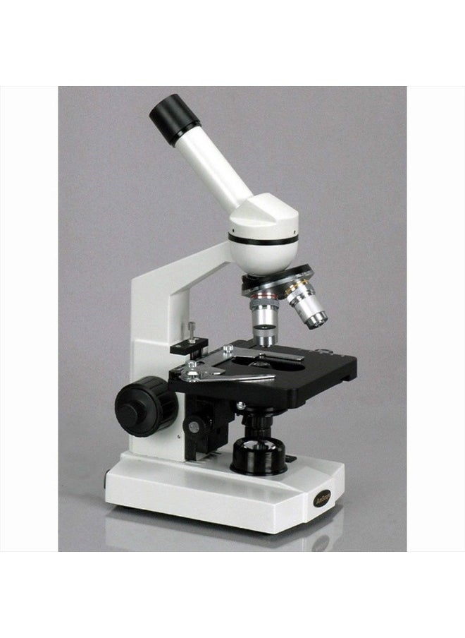 M220 Monocular Compound Microscope, WF10x Eyepiece, 40x-400x Magnification, Tungsten Illumination, Brightfield, 1.25 NA Abbe Condenser, Coaxial Coarse and Fine Focus, Mechanical Stage, 110V