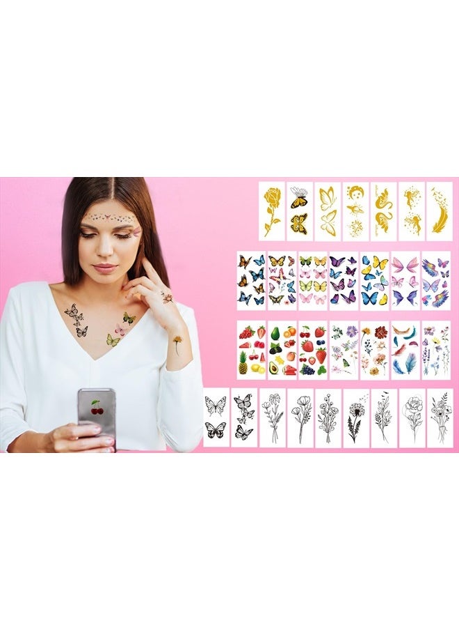 54 Sheets Gold Glitter Freckles Face Tattoo, 150+ Pcs Halloween Face Glitter Temporary Tattoo Stickers, Sparkle Freckles Metallic Face Gems, Faux Freckles Cute Glitter Makeup Accessories For Women