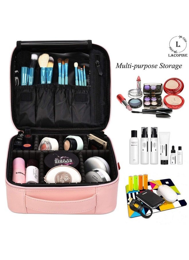 LACOPINE Portable Cosmetic Organizer Multi Functional Cosmetic Bag Makeup Handbag for Travel & Home Gift (Baby Pink 12 INCH(1 Layer))
