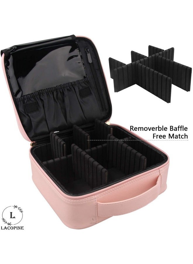 LACOPINE Portable Cosmetic Organizer Multi Functional Cosmetic Bag Makeup Handbag for Travel & Home Gift (Baby Pink 12 INCH(1 Layer))