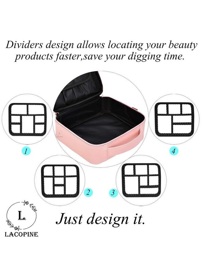 LACOPINE Portable Cosmetic Organizer Multi Functional Cosmetic Bag Makeup Handbag for Travel & Home Gift (Baby Pink 12 INCH(1 Layer))