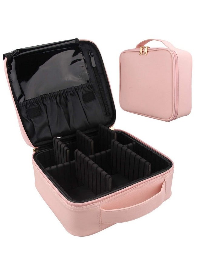 LACOPINE Portable Cosmetic Organizer Multi Functional Cosmetic Bag Makeup Handbag for Travel & Home Gift (Baby Pink 12 INCH(1 Layer))