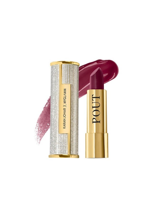 MyGlamm POUT by Karan Johar Tinted Plumping Lipstick | Glossy Lipstick for Women With Petal Glow Finish | Buildable Colour & Shine | Moisturising Formula | Wine N’ Pout (Berry Red Shade)| 3.5g