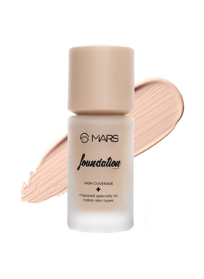 MARS High Coverage Liquid Matte Foundation | Blemish Free & Blendable Foundation For Makeup (40Ml) (Shade-02), All