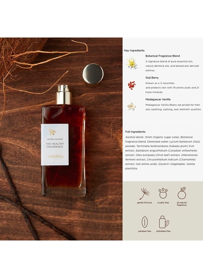 Vanilla Coconut Perfume for Women, 0.32 oz Roller - Tropical Coconut, Tahitian Tiare Flower & Warm Vanilla, The Healthy Fragrance, Clean and Natural