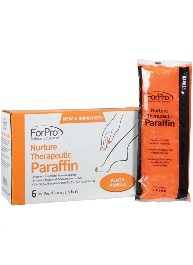 Nurture Paraffin Wax Refill, Peach Vanilla, Six 1-Pound Paraffin Blocks, Non-Greasy, Moisturizing for Soft & Healthy Skin, 6 Lbs