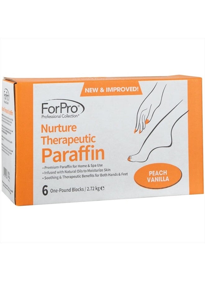 Nurture Paraffin Wax Refill, Peach Vanilla, Six 1-Pound Paraffin Blocks, Non-Greasy, Moisturizing for Soft & Healthy Skin, 6 Lbs
