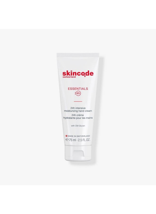 Skincode Essentials 24H Intensive Moisturizing Hand Cream - Nourishment & Protection for Dry, Chapped Hands | with CM-Glucan & Shea Butter | Hydration for All Skin Types. (2.5 Oz / 75 mL)