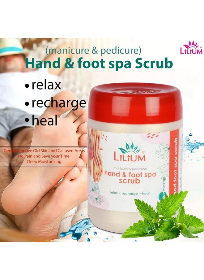 Lilium Hand & Foot Spa Cream and Scrub For Rough, Dry and Cracked Heel |Sunflower Seed Oil & Olive Oil | Orange Peel Extract | Ammonia Free | Exfoliate Dead Tissue, (900ml Each) Pack of 2