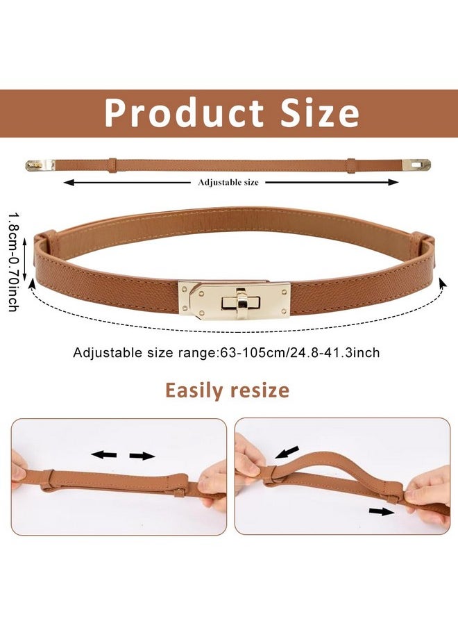 PALAY® Waist Belt for Women Dresses, Fashion Ladies Belts for Women, PU Leather Slim Women Belts for Dress, Alloy Turn Lock Buckle Belt for Blazer, Suit, Dress, Gown (Brown, Fit Waist 70-95cm)