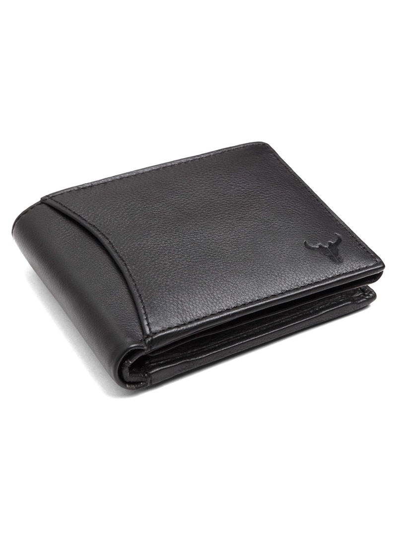 Black Leather Wallet for Men I 2 Secret Compartments I 6 Credit/Debit Card Slots