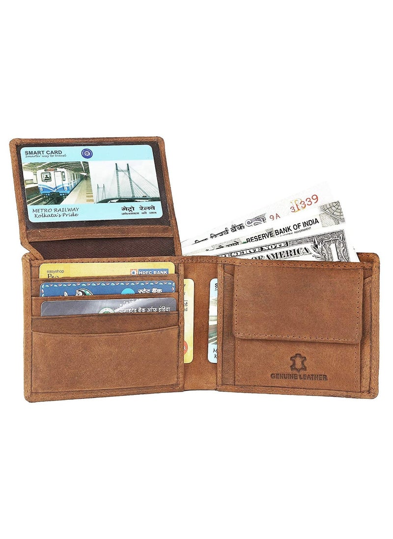 Tan Leather Wallet for Men I 2 Secret Compartments I 6 Credit/Debit Card Slots