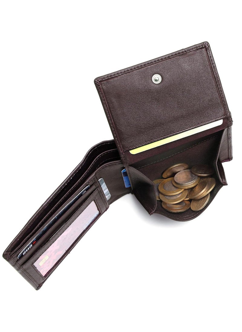 Maroon Leather Wallet for Men I 4 Card Slots I 2 Currency Compartments