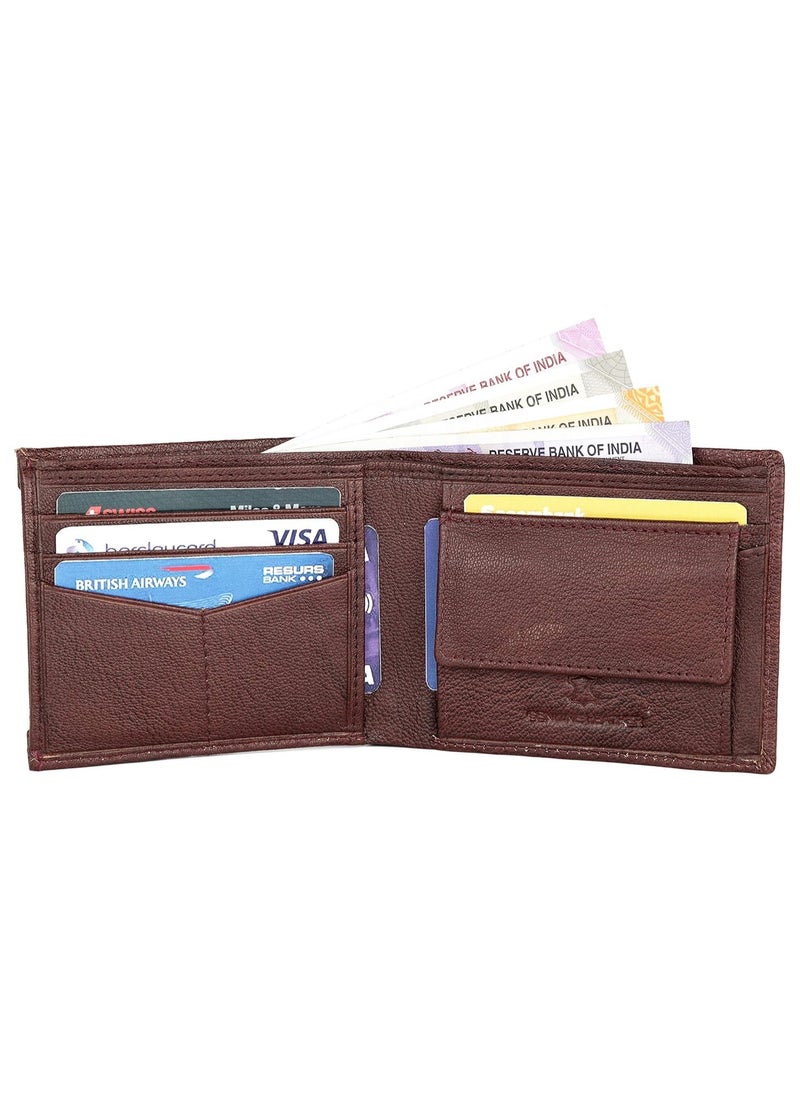 Maroon Leather Wallet for Men I 3 Card Slots I 2 Currency Compartments