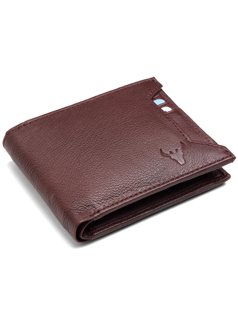 Maroon Leather Wallet for Men I 3 Card Slots I 2 Currency Compartments