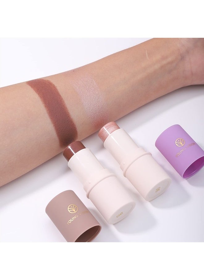 Cream Contour/Highlight Stick, Multi-Use Highlighter and Bronzer DUO Stick, Go on Smooth, Long-Lasting and Moisturing, Face contouring Sticks for Women.…