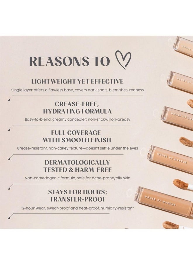 House Of Makeup Matte Concealer for Dark Circles, Pigmentation | Non-Crease, Non-Cakey | Long Wear, Waterproof, Sweat-proof | Full Coverage Concealer for Oily Skin | For Face Makeup | 6 ML (MD01 - Medium to Deep Skin Tone)