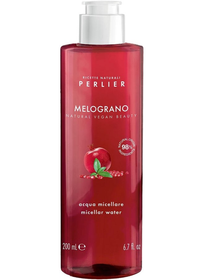 Perlier Pomegranate Micellar Cleansing Water - Gentle Makeup Remover & Skin Refresher - Hydrating & Antioxidant-Rich Formula - 6.7 fl oz