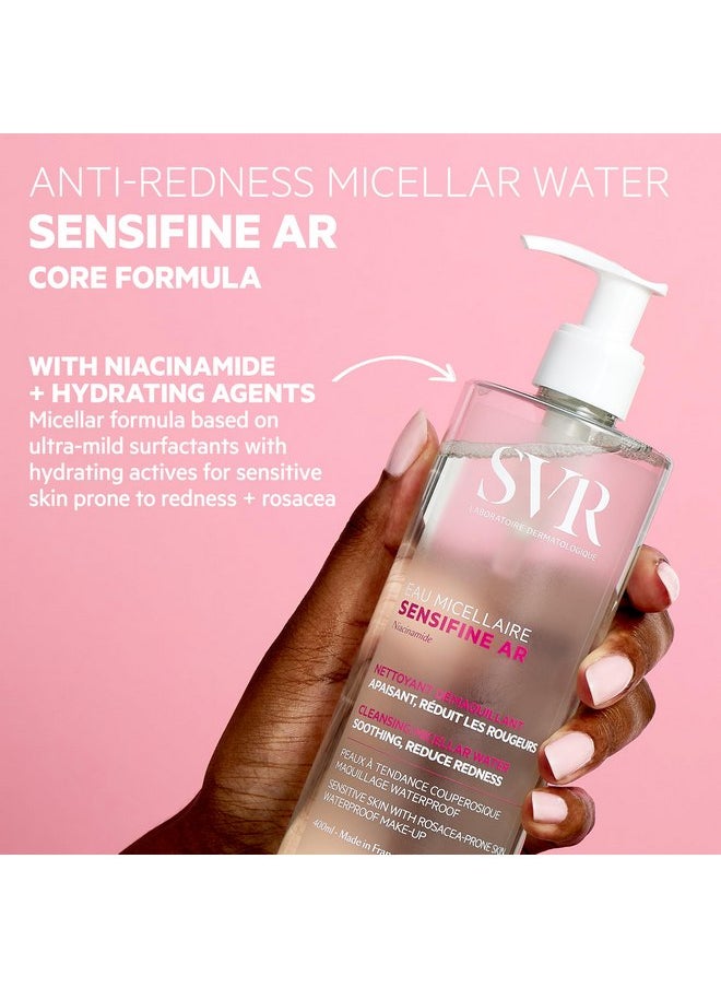 SVR Sensifine Micellar Water With Niacinamide. Soothing, Redness Relief Face Cleanser & Makeup Remover For Face, Eyes, Lips. Gentle, No Rinse Cleanser For Sensitive, Reactive Skin, 13.5 Fl.oz.