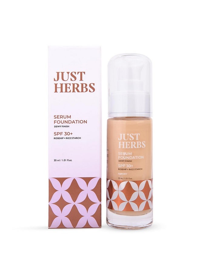 Just Herbs Serum Foundation For Face Makeup With SPF30+ Dewy Finish Full Coverage Waterproof, Sweatproof Foundation For All Skin Types (Ivory)