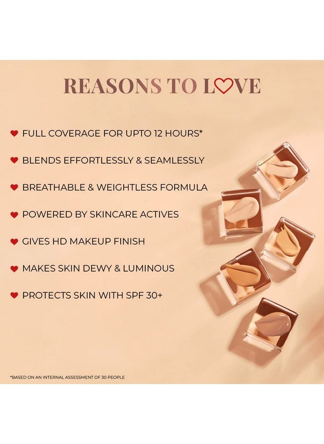Just Herbs Serum Foundation For Face Makeup With SPF30+ Dewy Finish Full Coverage Waterproof, Sweatproof Foundation For All Skin Types (Ivory)