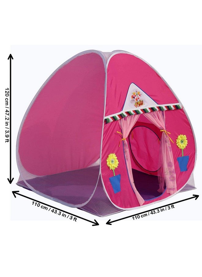 HOMECUTE Foldable Popup Play Tent House for Kids,Outdoor & Indoor Use, 3 Year to 12 Years 110 x 110 x 120 cm (Pink)