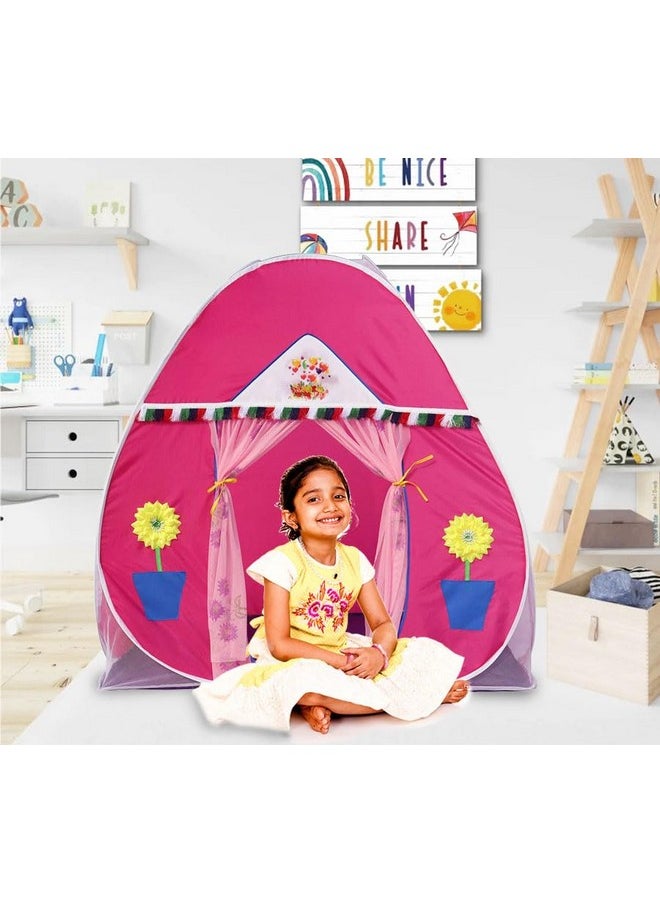 HOMECUTE Foldable Popup Play Tent House for Kids,Outdoor & Indoor Use, 3 Year to 12 Years 110 x 110 x 120 cm (Pink)