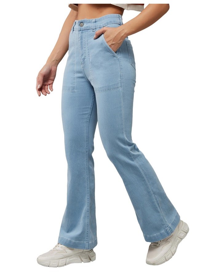 Miss Chase Women's Boot Cut High/Mid Rise Clean Look Regular/Cropped Stretchable Denim Jeans (Plus (MCSS24DEN79-03-324-34, Colorado Blue, 34)